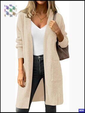 Oversized Chunky Knit Cardigan Long Sleeve Open Front Winter Sweater Y2K